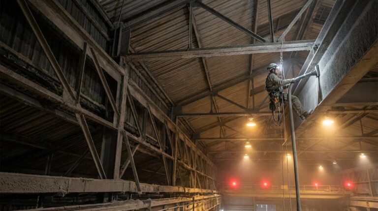 Czyszczenie konstrukcji stalowych pod dachem a wymogi PPOŻ