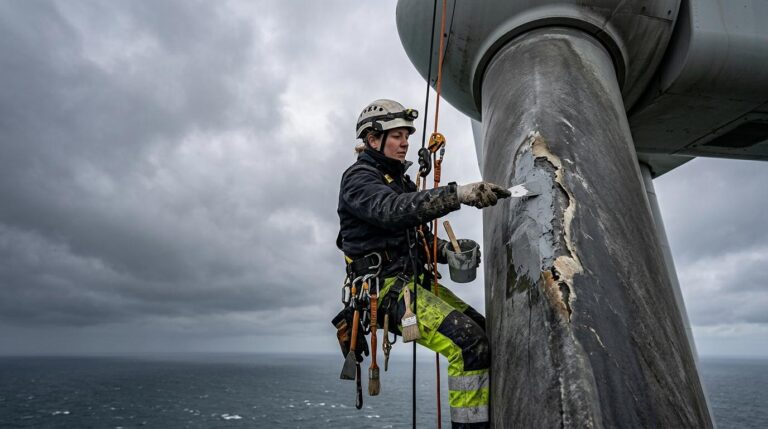 Wind Turbine Blade Composite Repair Using Rope Access