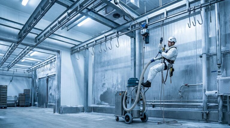 Odkurzanie konstrukcji podsufitowych w zakładzie mięsnym — wymogi i procedury