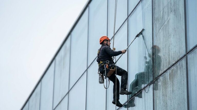 Glass Facade Cleaning: Technology, Materials, and Rope Access Work